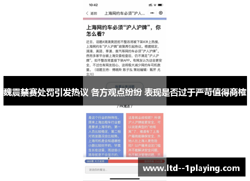 魏震禁赛处罚引发热议 各方观点纷纷 表现是否过于严苛值得商榷